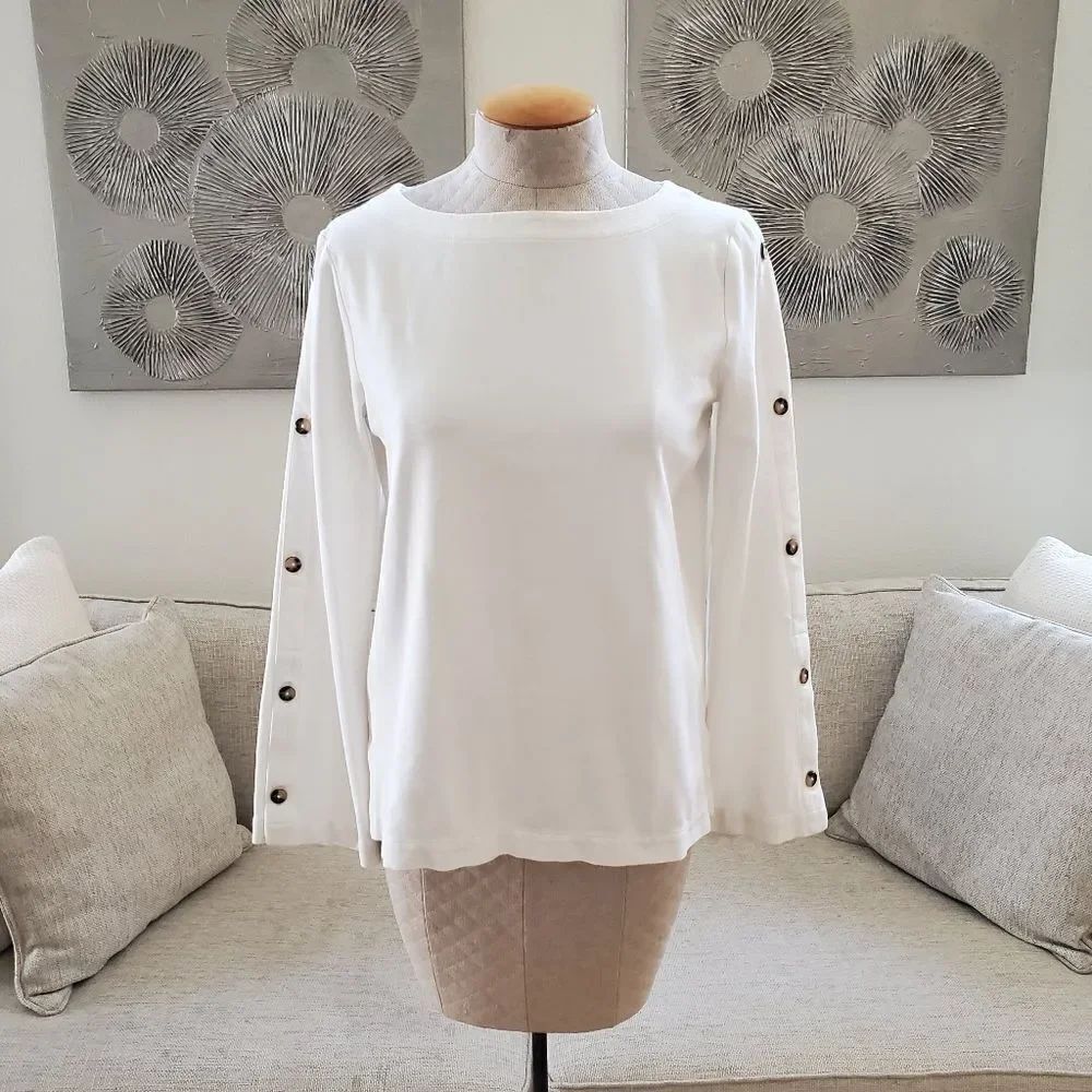  J.Jill Long Sleeve Ponte Blouse Sz Sm